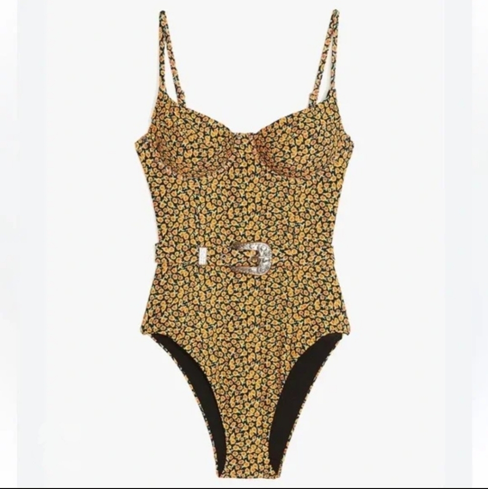 Onia x weworewhat sunflower belted one piece swim